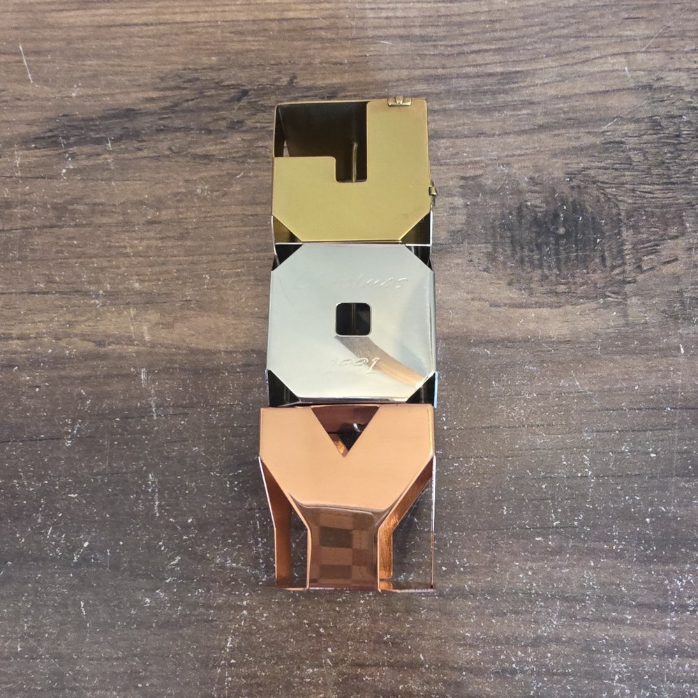 1991 Hallmark Keepsake Christmas Ornament - Gift of Joy - Chrome Brass & Copper
